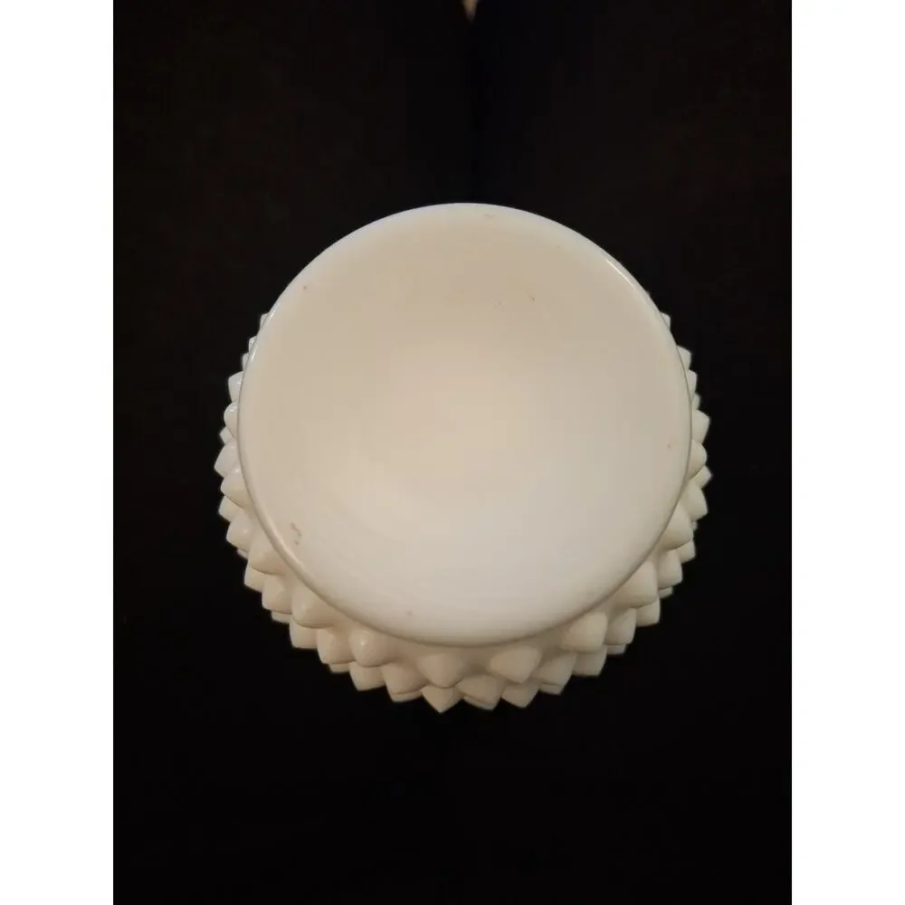 Vintage Fenton Hobnail Milk Glass Creamer Pitcher and Sugar Bowl with Lid